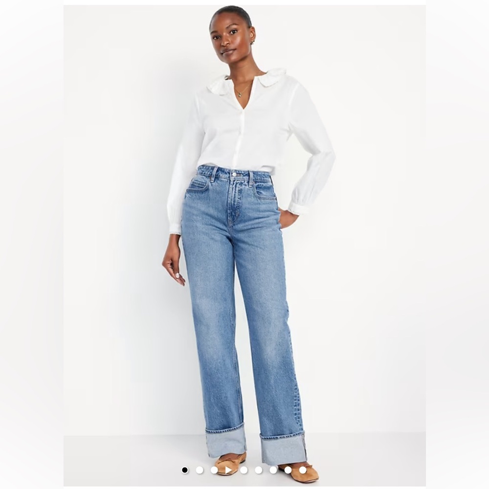 Wide-Leg Blue Jeans